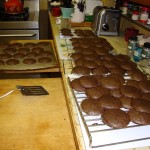 Whoopie pie cakes cooling on racks